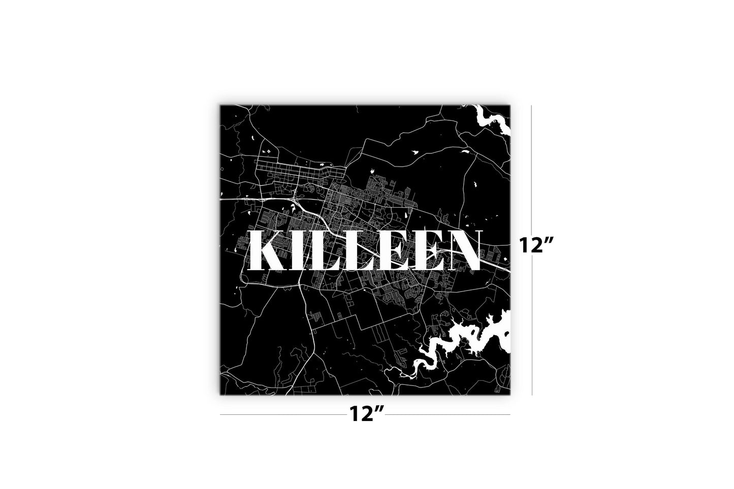 Minimalistic B&W Texas Killeen Map | Wood Sign | Eaches | Min 2