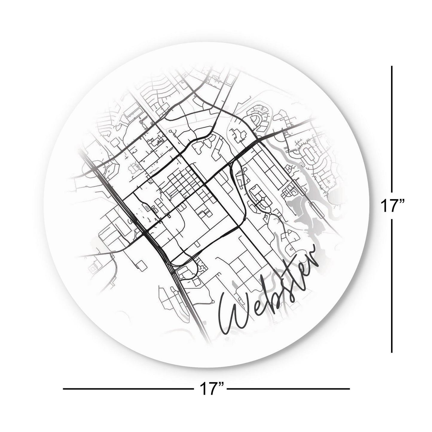 Minimalistic B&W Texas Webster Circle Map | Wood Sign | Eaches | Min 1