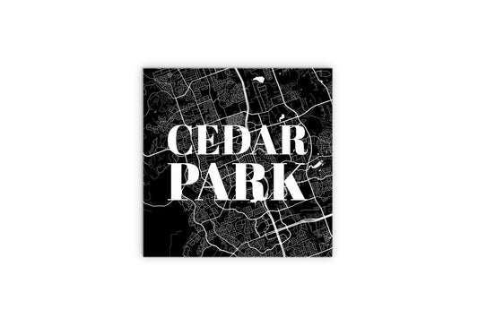 Minimalistic B&W Texas Cedar Park Map | Wood Sign | Eaches | Min 2