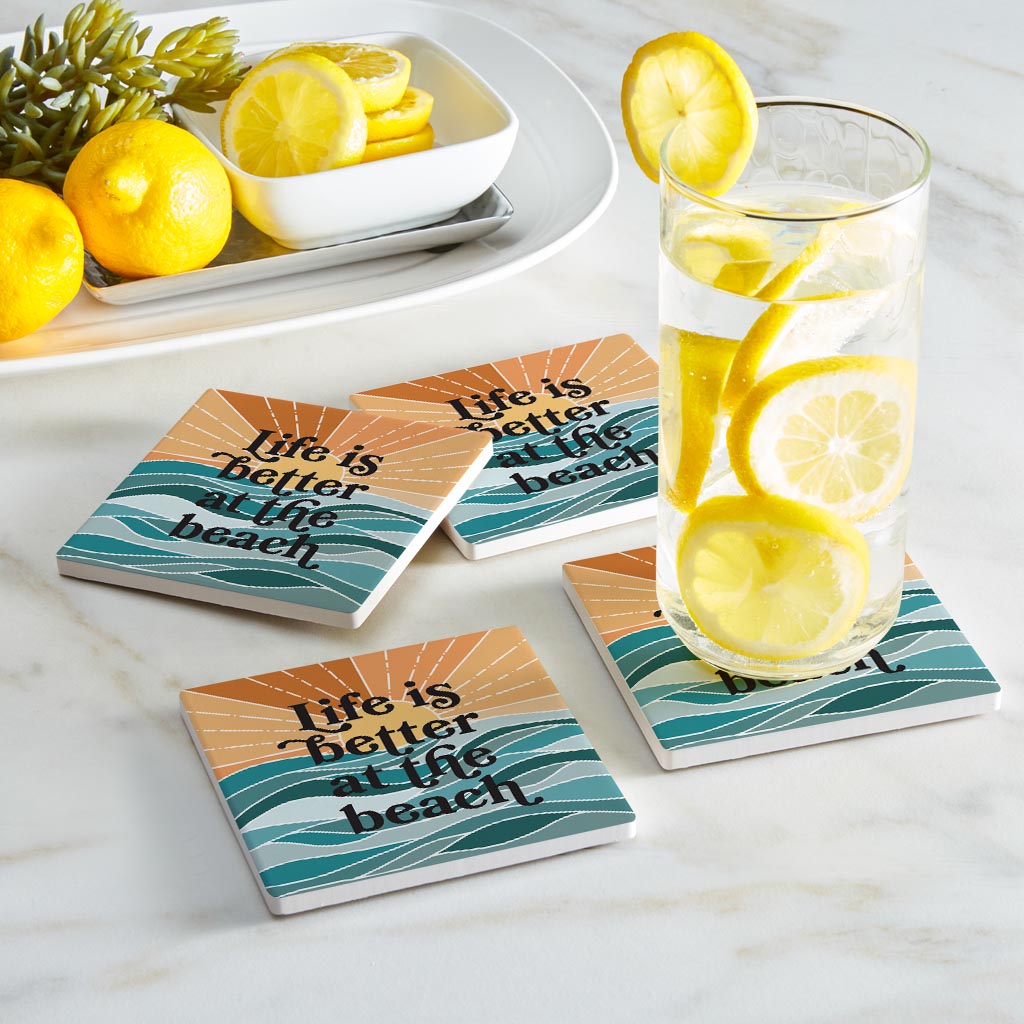 Life Is Better At The Beach | Absorbent Coasters | Set of 4 | Min 2