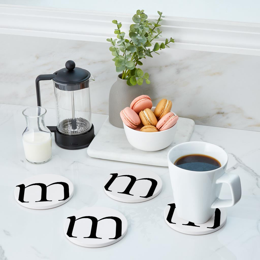 Minimalist Monogram M Circle | Absorbent Coasters | Set of 4 | Min 2