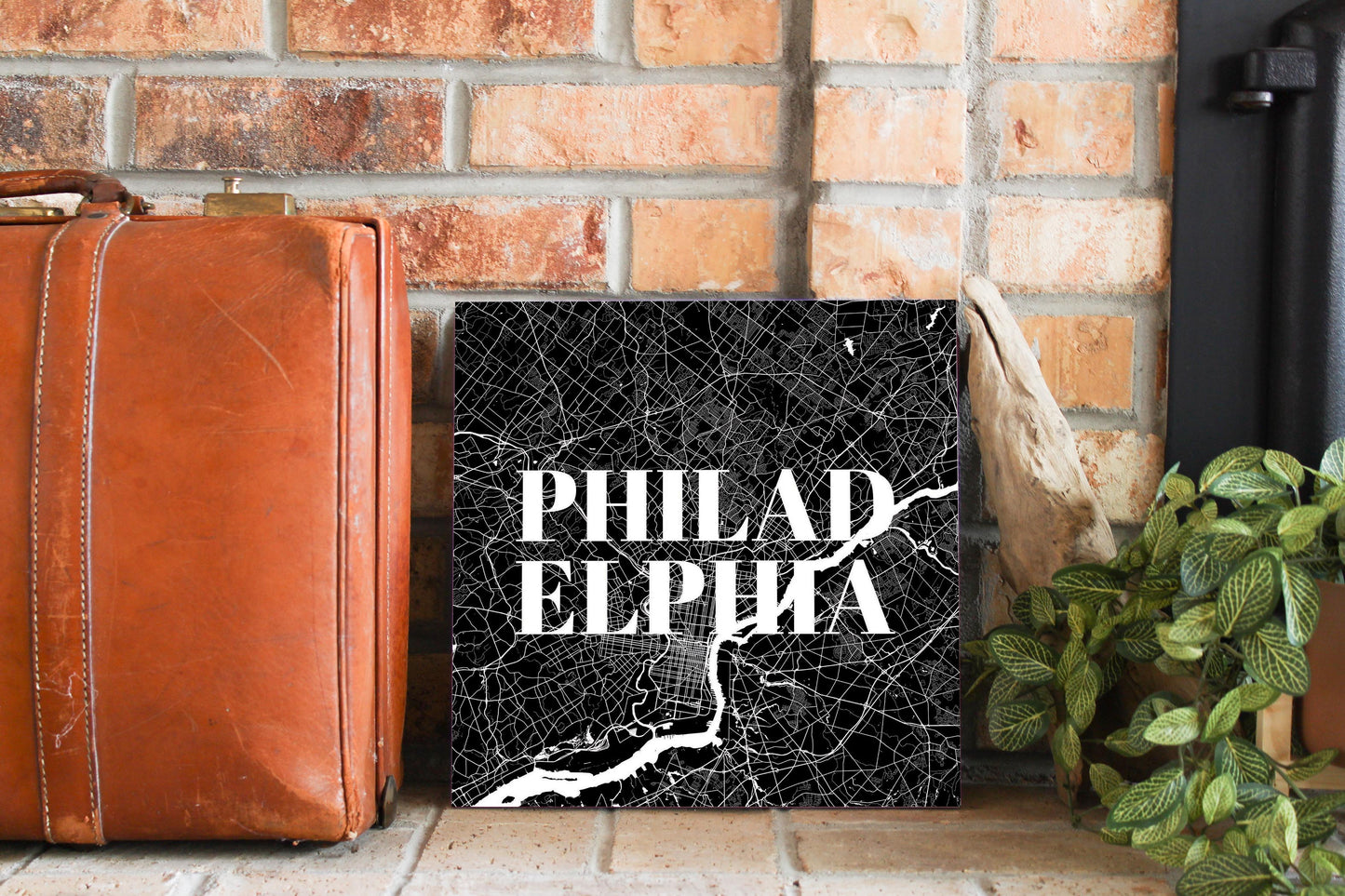 Minimalistic B&W Pennsylvania Philadelphia Map | Wood Sign | Eaches | Min 2