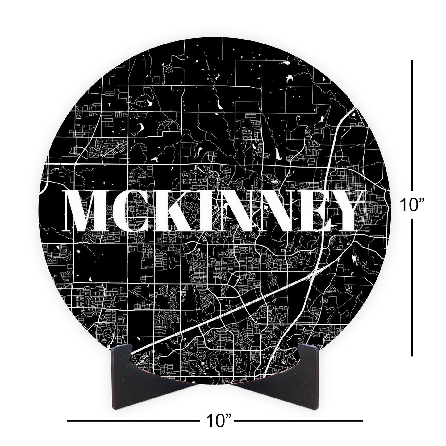 Minimalistic B&W Texas Mckinney Map | Wood Sign | Eaches | Min 1