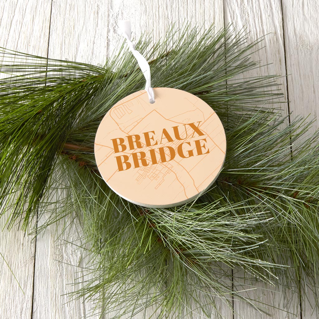 Modern Minimalist Louisiana Breaux Bridge Map | Wood Ornament | Eaches | Min 6