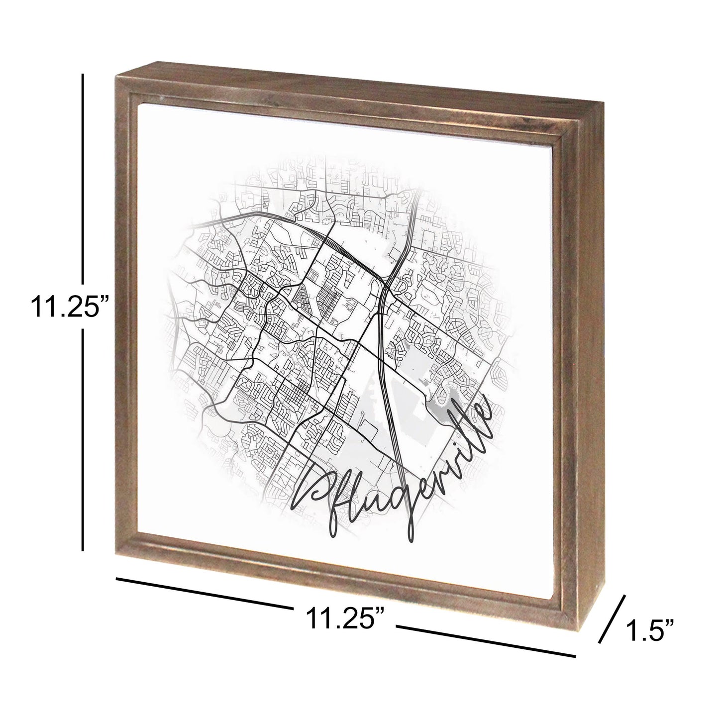 Minimalistic B&W Texas Pflugerville Circle Map | Wood Sign | Eaches | Min 1