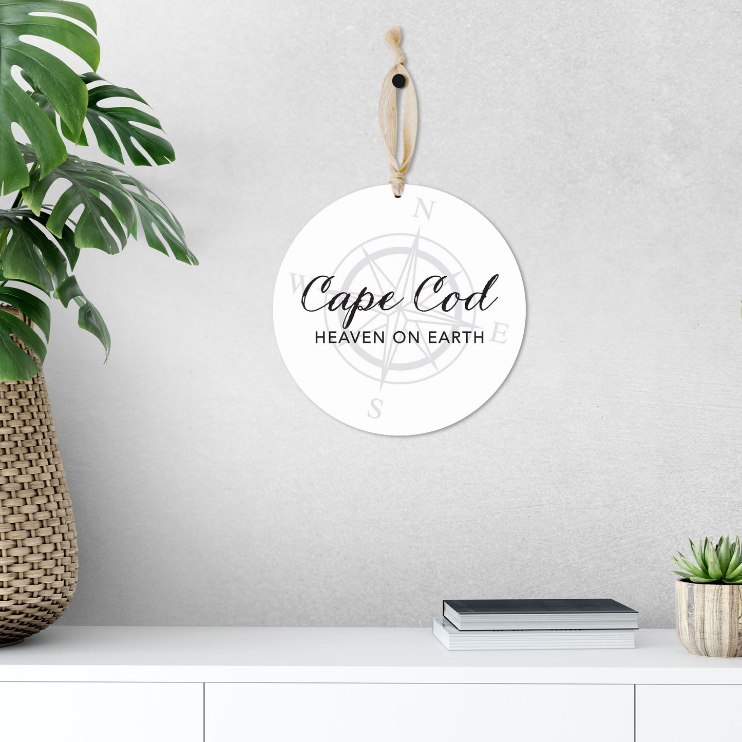 Minimalistic B&W Cape Cod Heaven On Earth | Wood Ornament | Eaches | Min 1