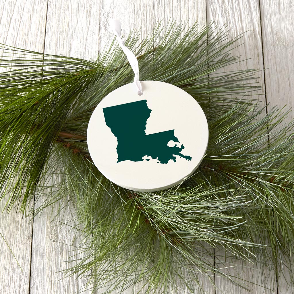 Blue White Louisiana State Shape | Wood Ornament | Eaches | Min 6