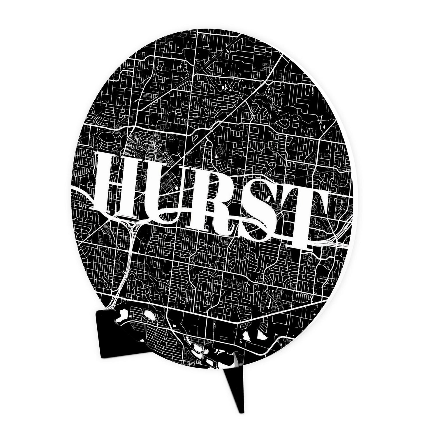 Minimalistic B&W Texas Hurst Map | Wood Sign | Eaches | Min 1