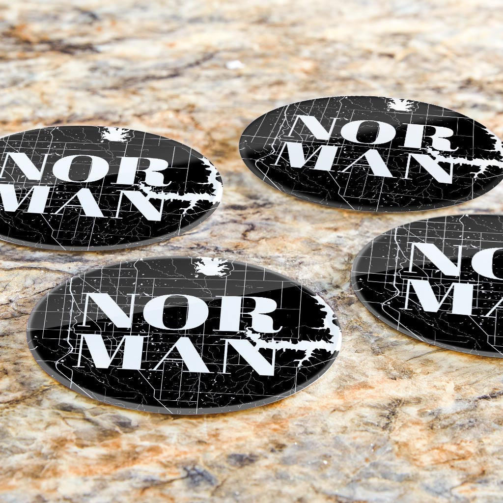 Modern Oklahoma Norman Map | Hi-Def Glass Coasters | Set of 4 | Min 2