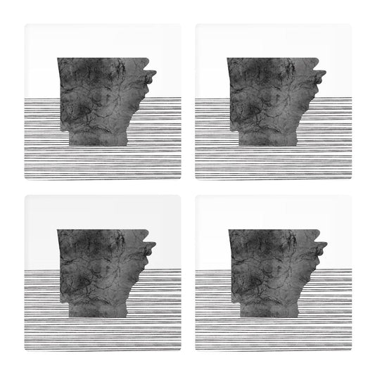 B&W Minimalist Arkansas Lines | Absorbent Coasters | Set of 4 | Min 2