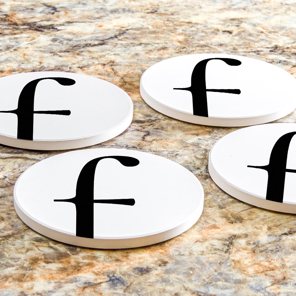 Minimalist Monogram F Circle | Absorbent Coasters | Set of 4 | Min 2