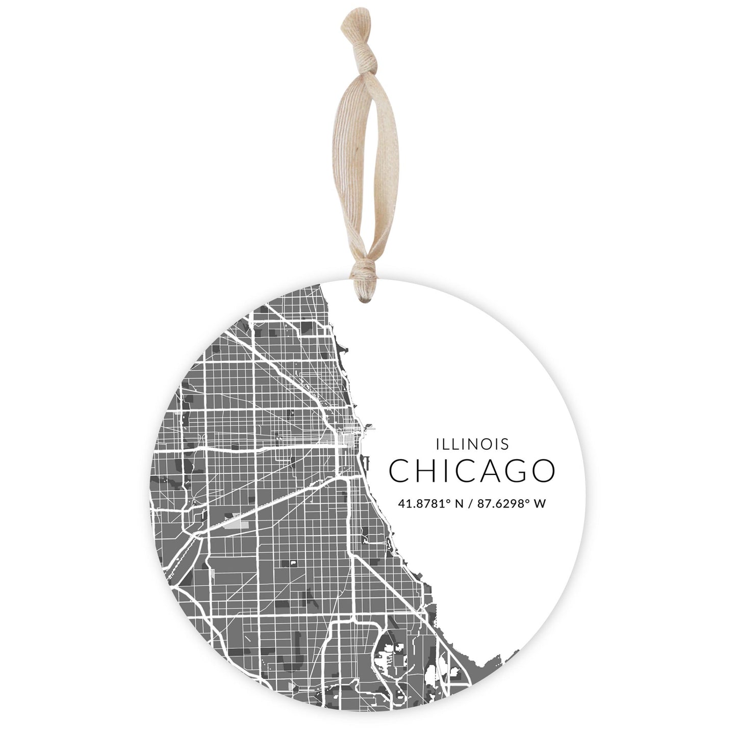 Minimalistic Chicago Map | Wood Ornament | Eaches | Min 1