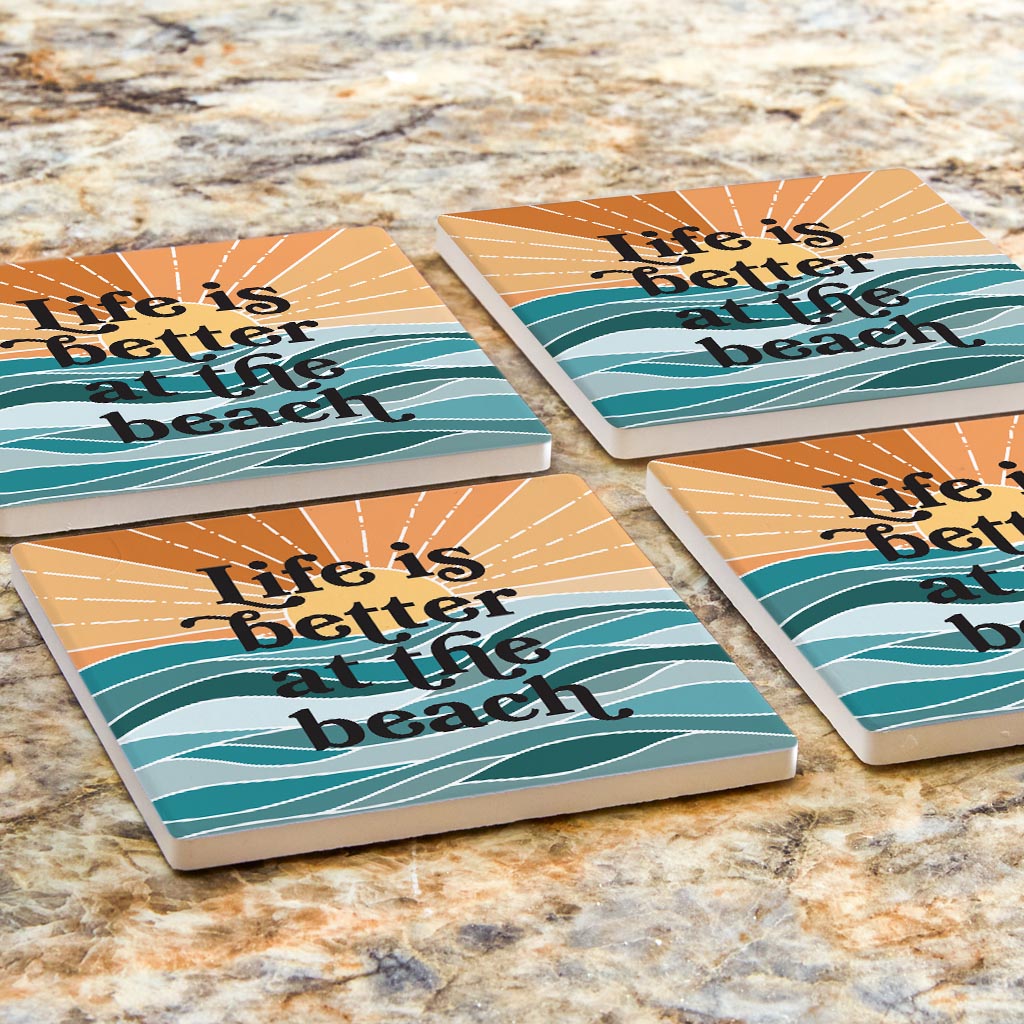 Life Is Better At The Beach | Absorbent Coasters | Set of 4 | Min 2