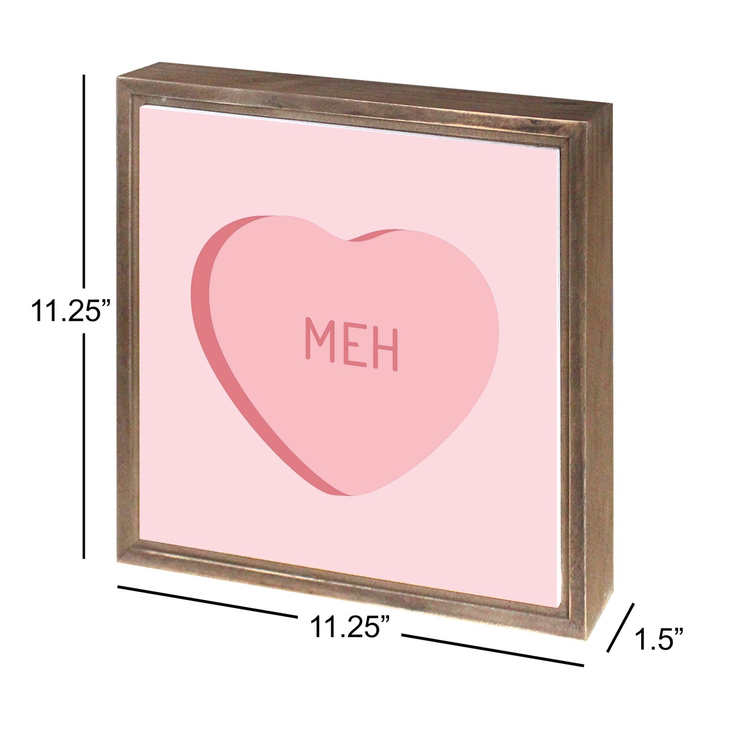 Funny Message Hearts Meh | Wood Sign | Eaches | Min 1