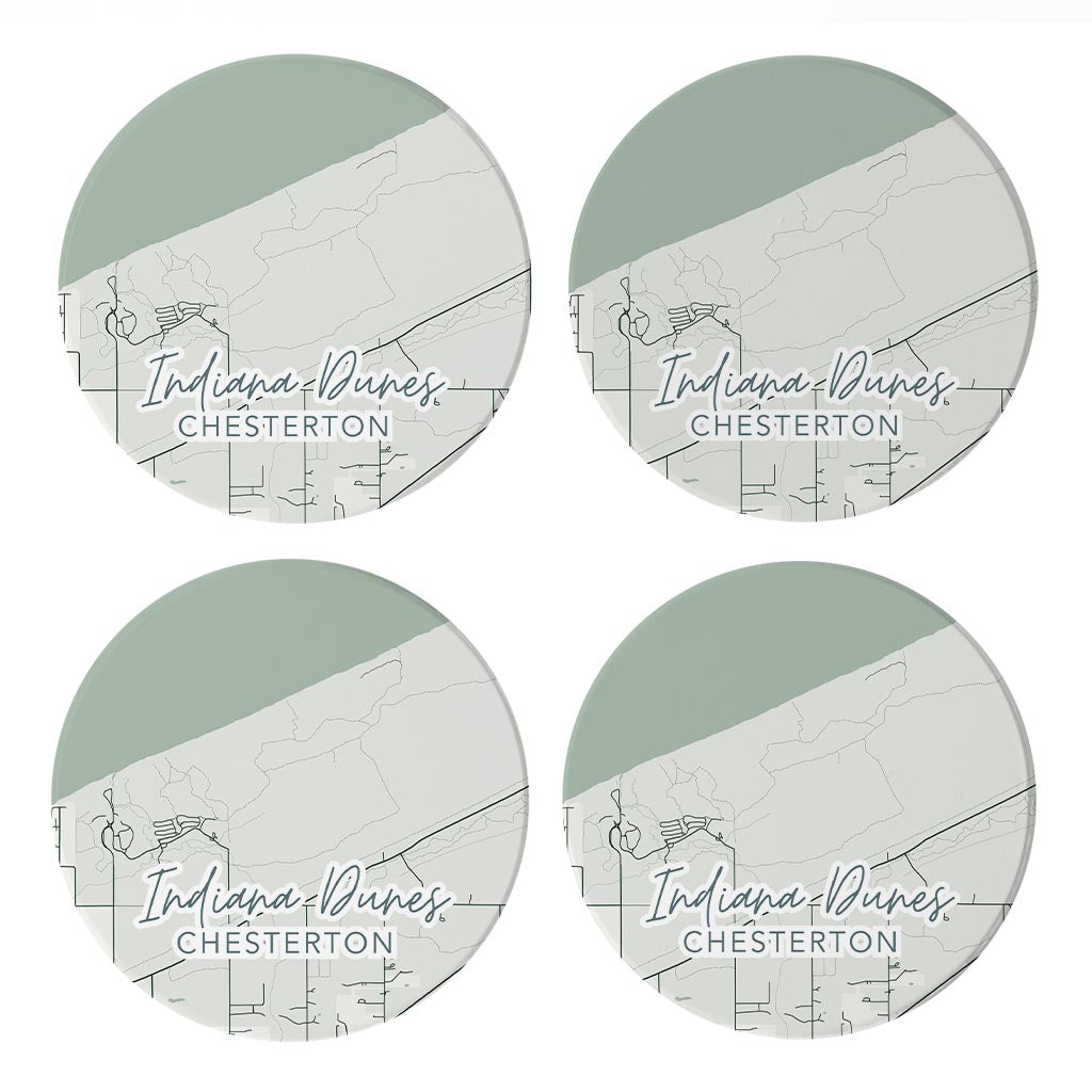 Indiana Dunes Map | Absorbent Coasters | Set of 4 | Min 2