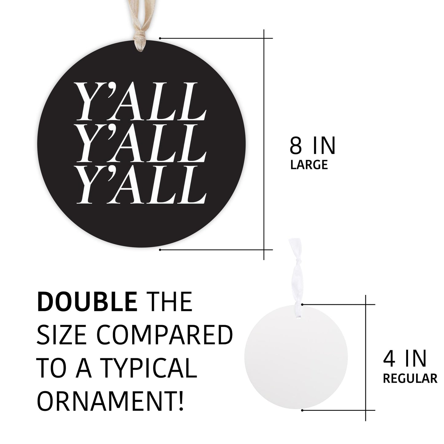 Minimalistic B&W Texas Yall | Wood Ornament | Eaches | Min 1