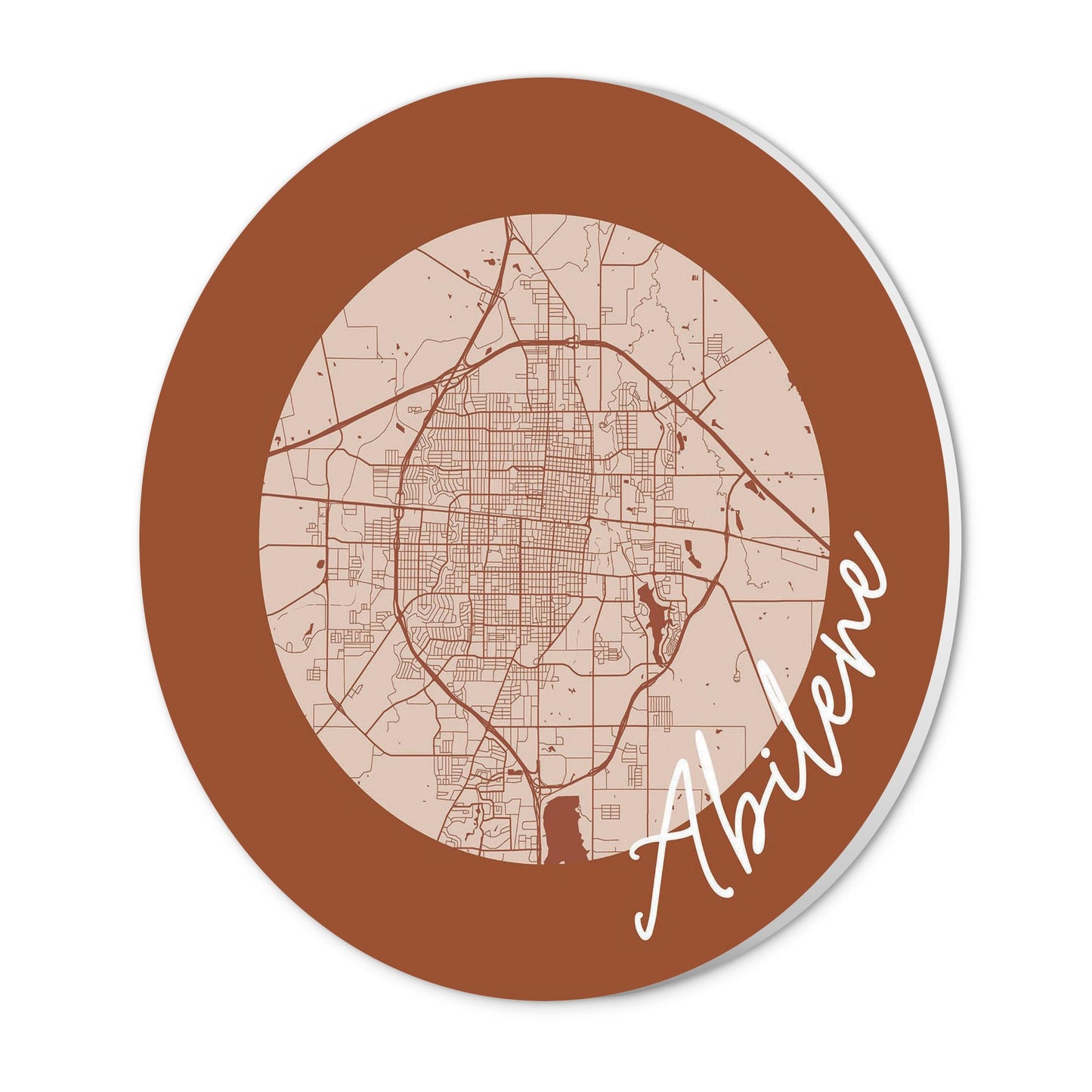 Modern Minimalist Texas Abilene Circle Map | Wood Sign | Eaches | Min 1