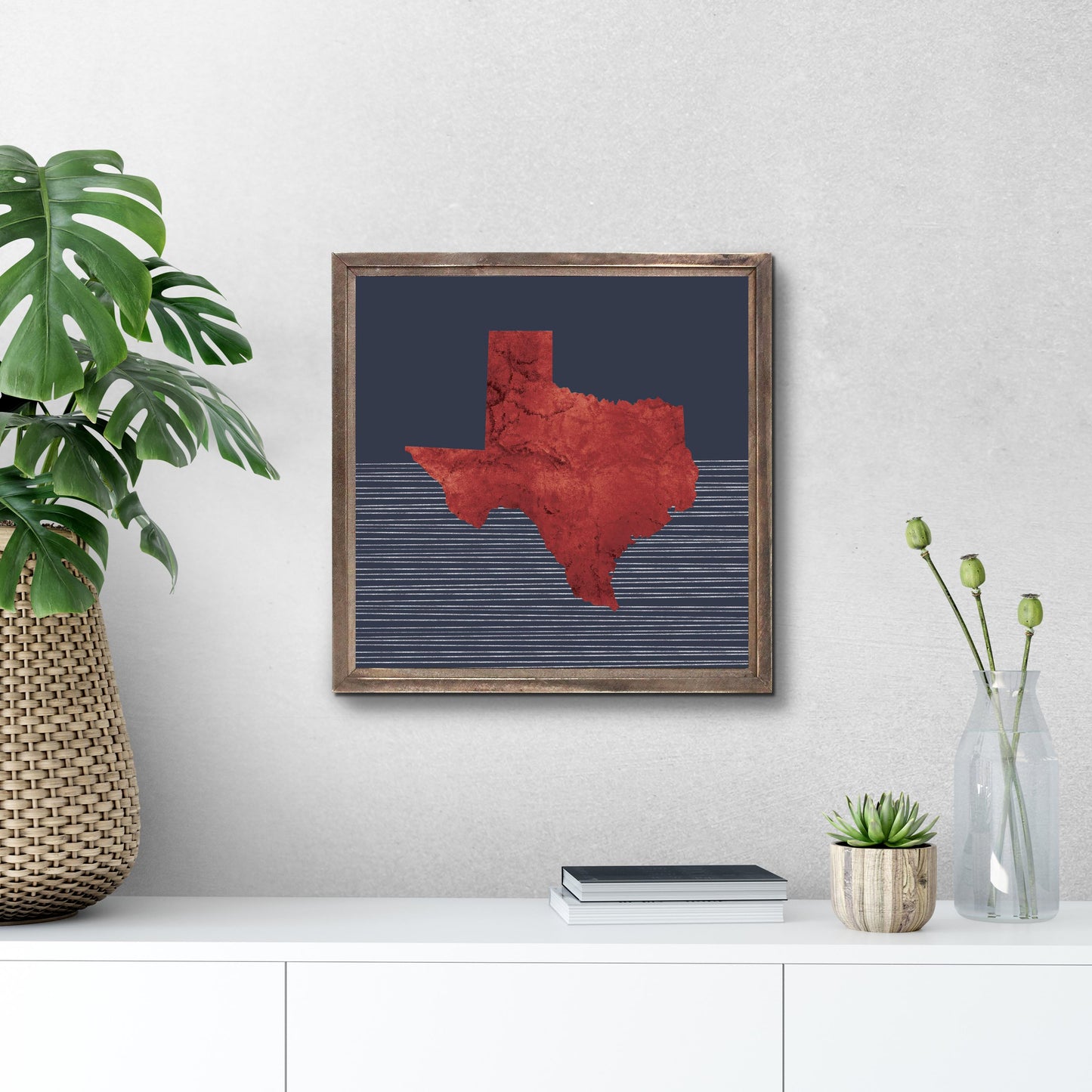 Modern Minimalist Texas Straight Line State Shape | Wood Sign | Eaches | Min 1