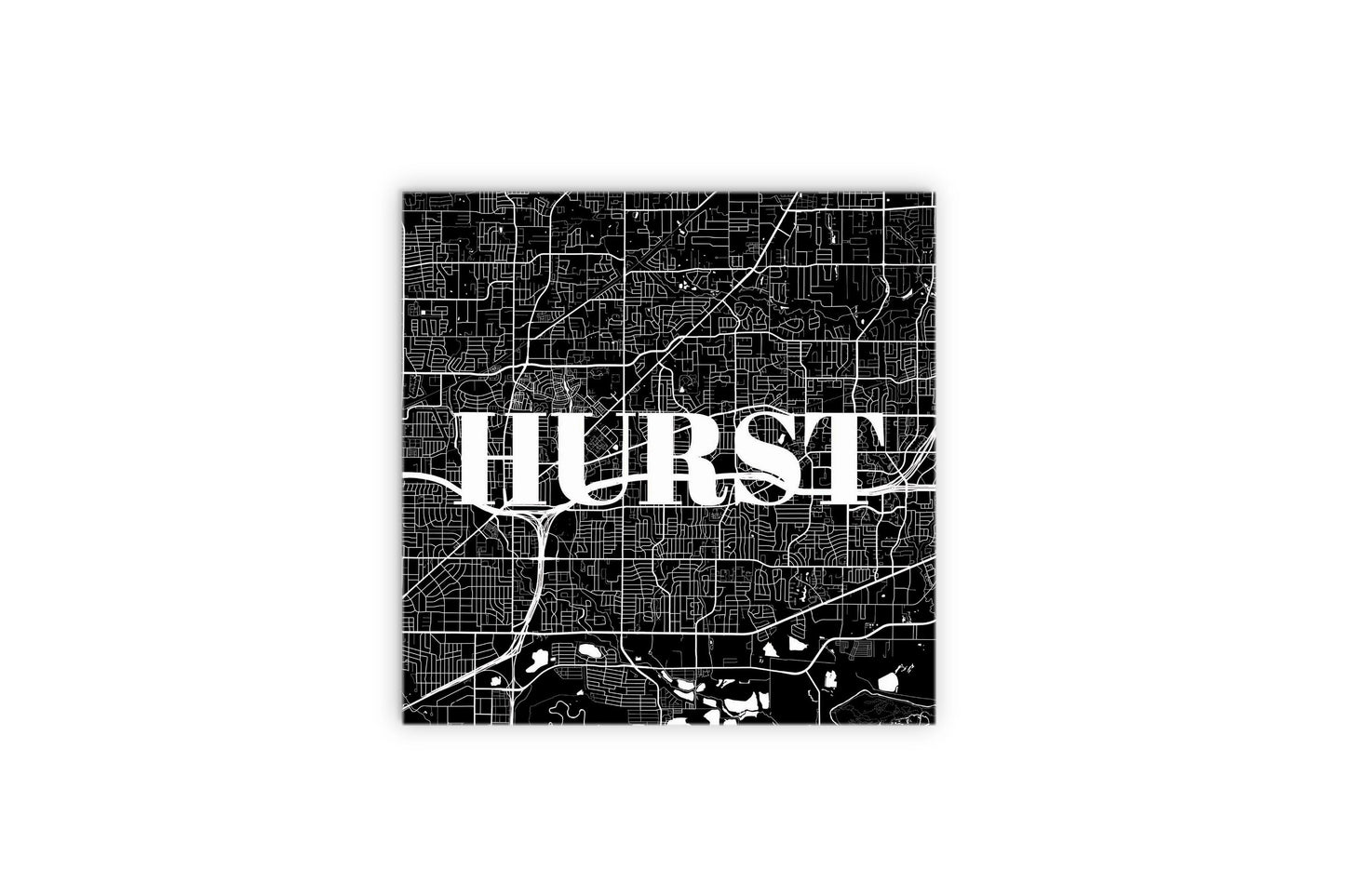 Minimalistic B&W Texas Hurst Map | Wood Sign | Eaches | Min 2