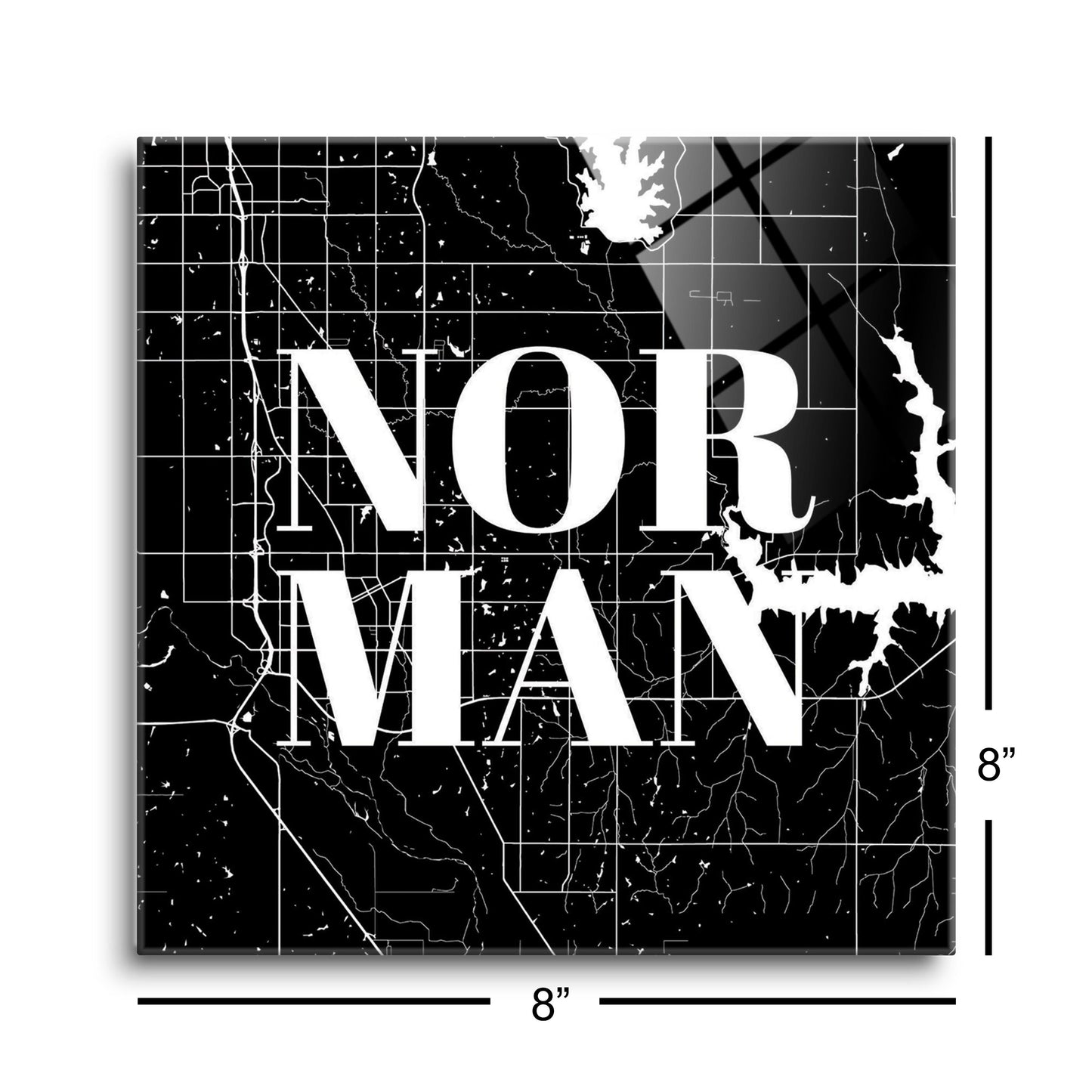 Modern Oklahoma Norman Map | Hi-Def Glass Art | Eaches | Min 2