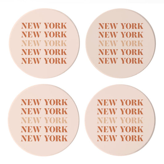 Modern Minimalist New York Repeated Light | Absorbent Coasters | Set of 4 | Min 2