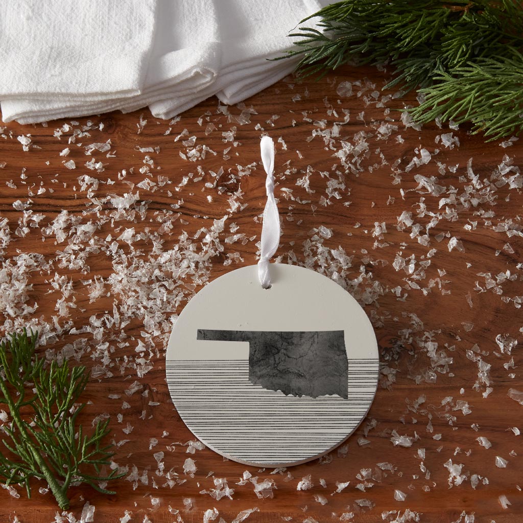 Modern Oklahoma State Shape With Straight Lines| Wood Ornament | Eaches | Min 6