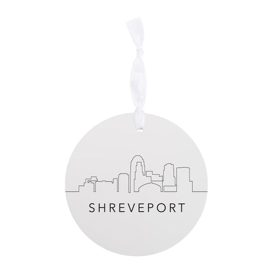 Modern Louisiana Shreveport City Line Drawing | Wood Ornament | Eaches | Min 6