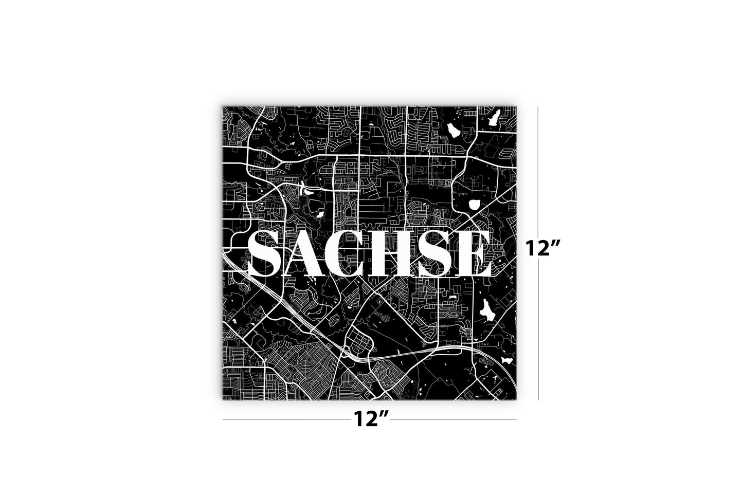 Minimalistic B&W Texas Sachse Map | Wood Sign | Eaches | Min 2