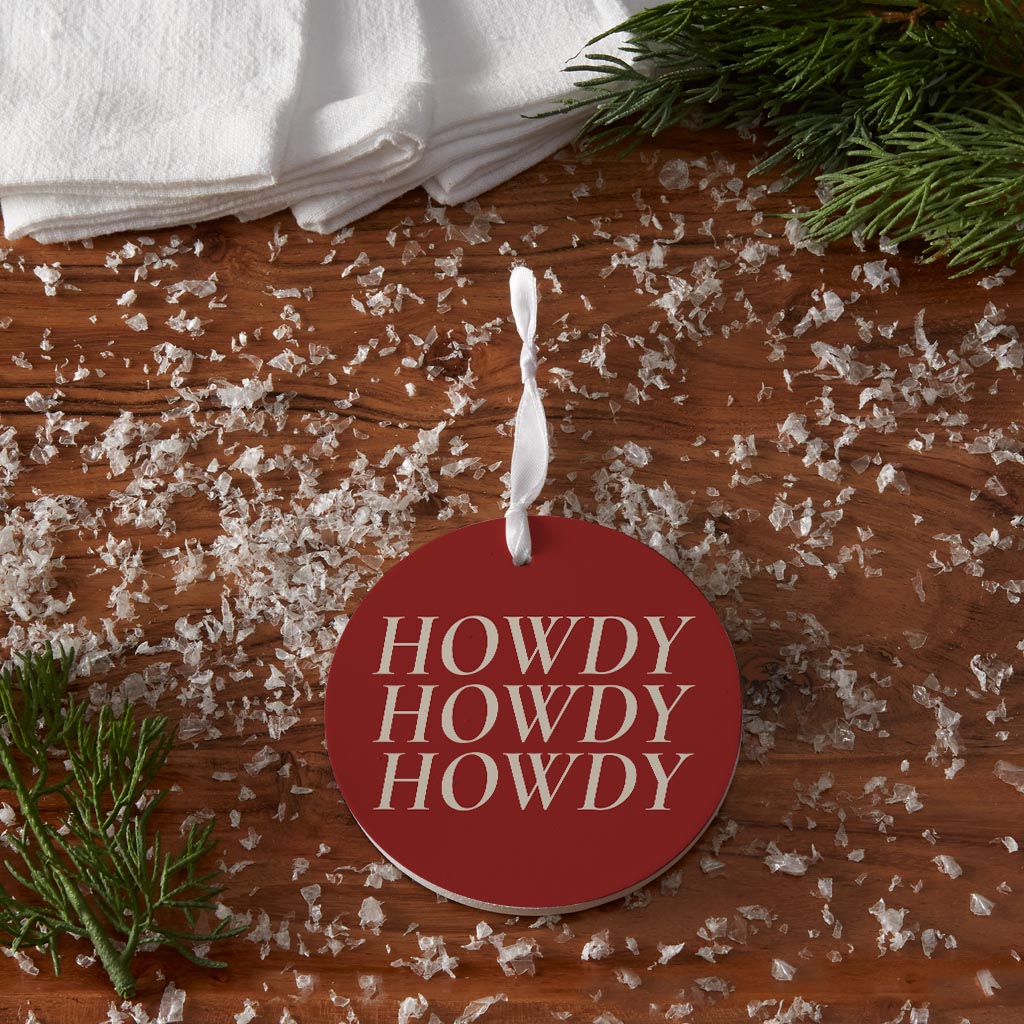 Modern Minimalist Texas Colors Howdy | Wood Ornament | Eaches | Min 6