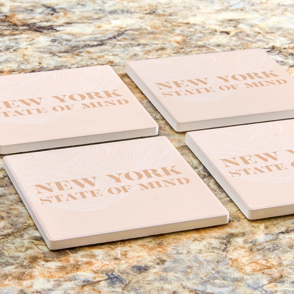 Modern Minimalist New York State Of Mind | Absorbent Coasters | Set of 4 | Min 2