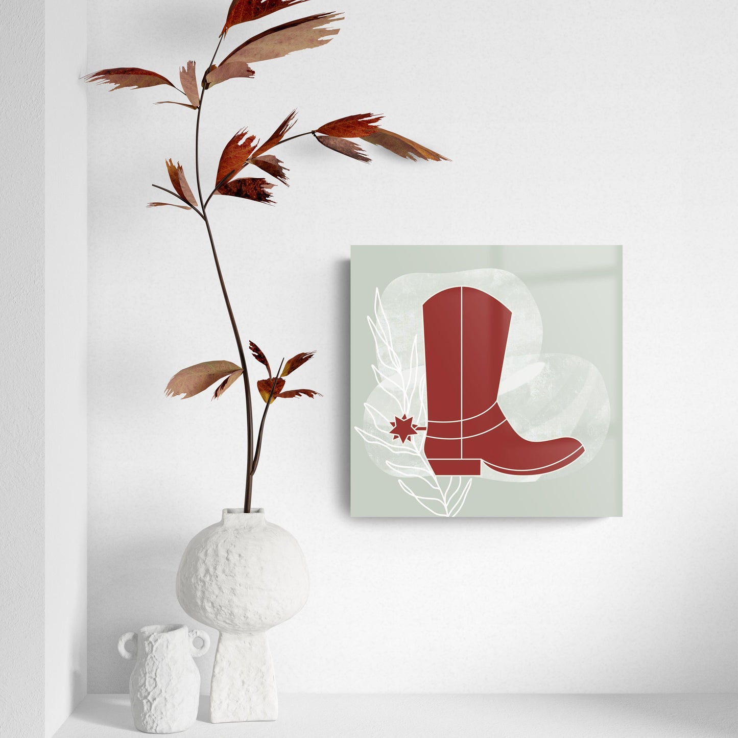 Modern Minimalist Oklahoma Boot | Hi-Def Glass Art | Eaches | Min 2