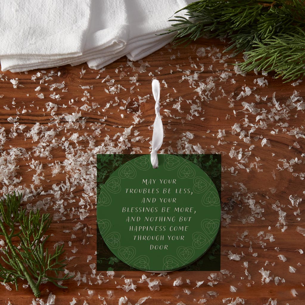 Dark Green Shamrock Irish Blessings Poem | Wood Ornament | Eaches | Min 6