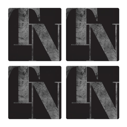 Minimalist B&W Tennessee Black Initials | Absorbent Coasters | Set of 4 | Min 2