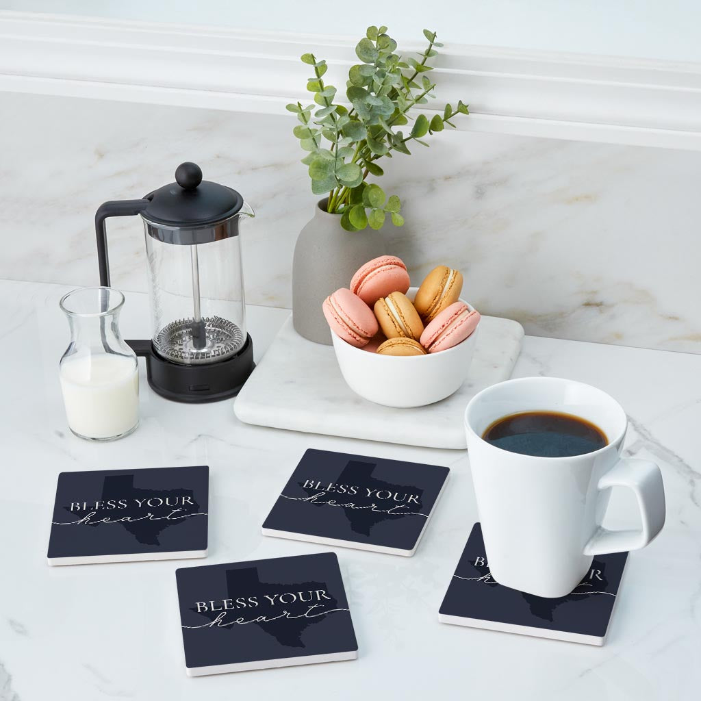 Modern Minimalist Texas Bless Your Heart| Absorbent Coasters | Set of 4 | Min 2