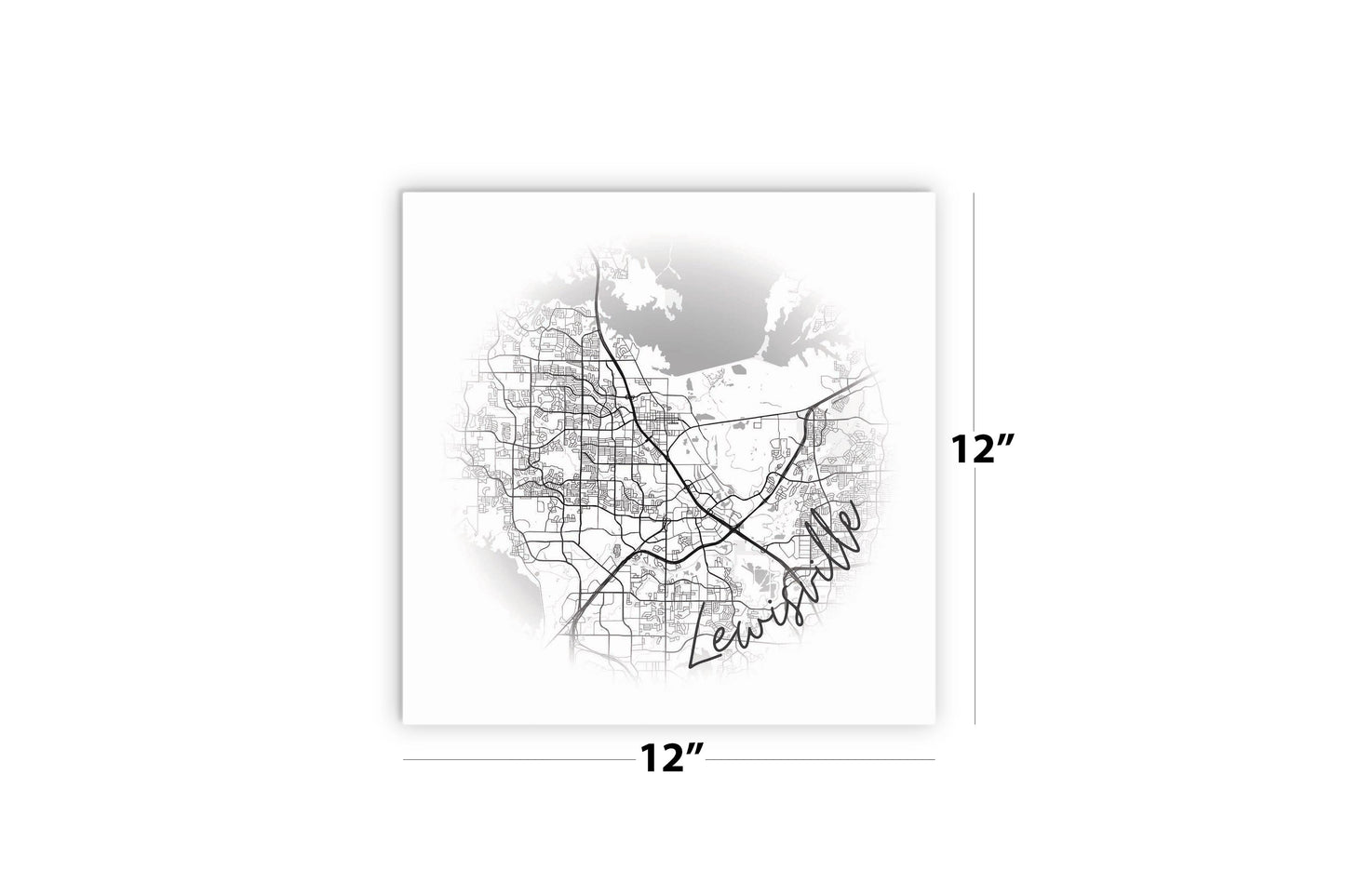 Minimalistic B&W Texas Lewisville Circle Map | Wood Sign | Eaches | Min 2