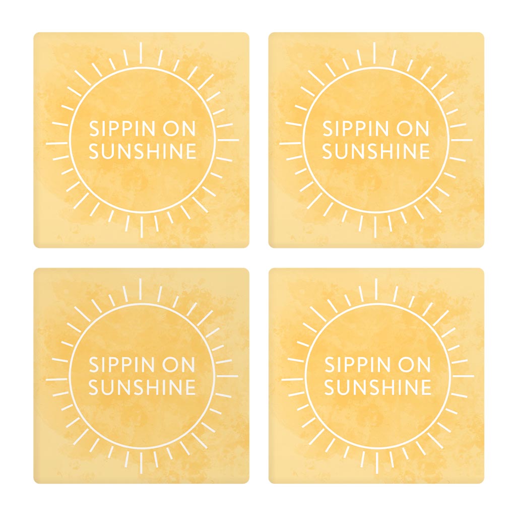 Sippin On Sunshine Yellow | Absorbent Coasters | Set of 4 | Min 2