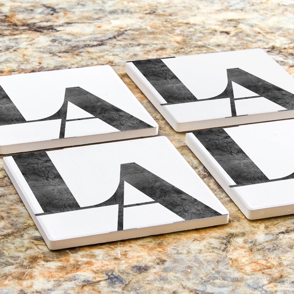 Modern White Louisiana Initials | Absorbent Coasters | Set of 4 | Min 2