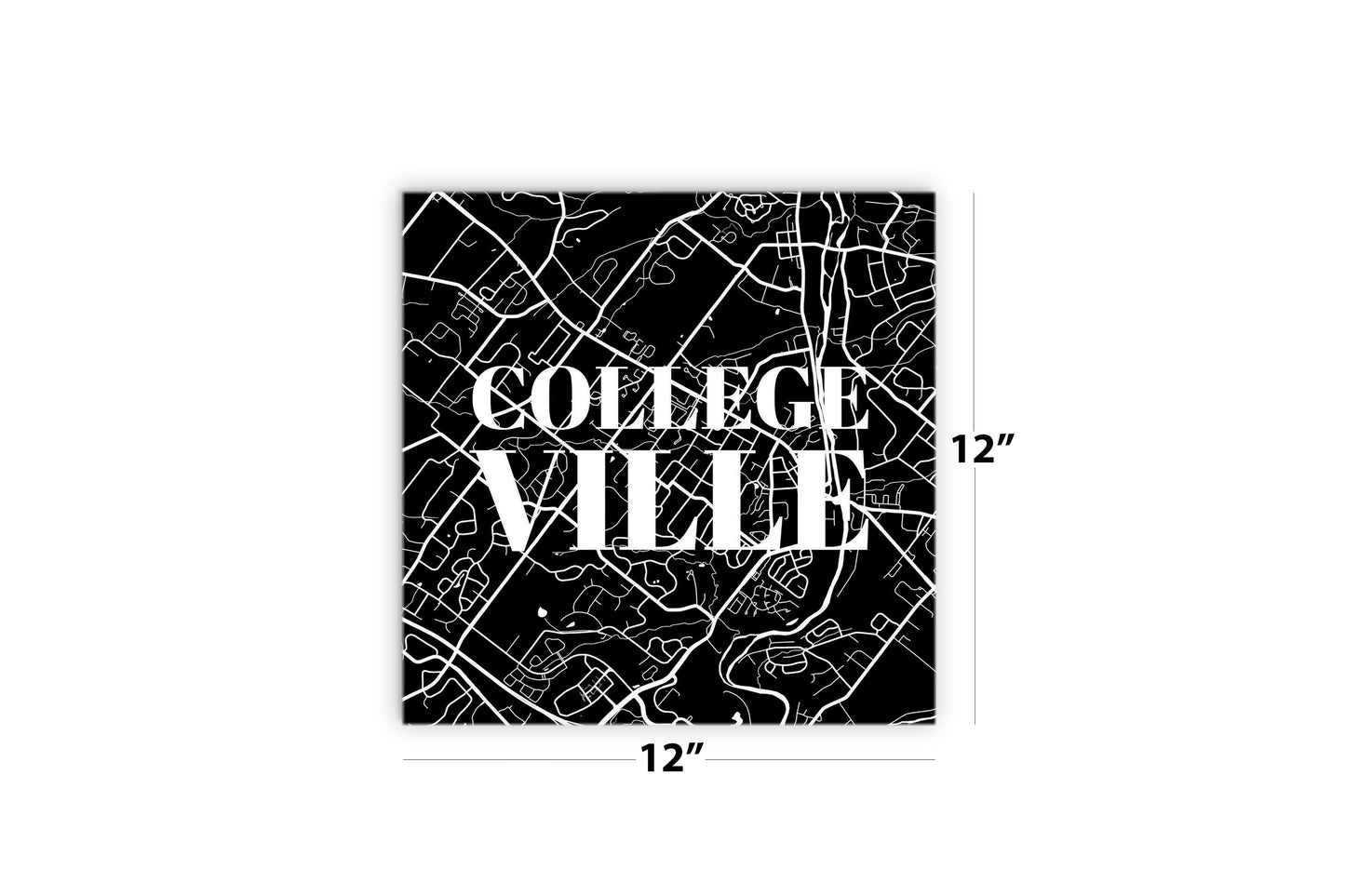 Minimalistic B&W Pennsylvania Collegeville Map | Wood Sign | Eaches | Min 2