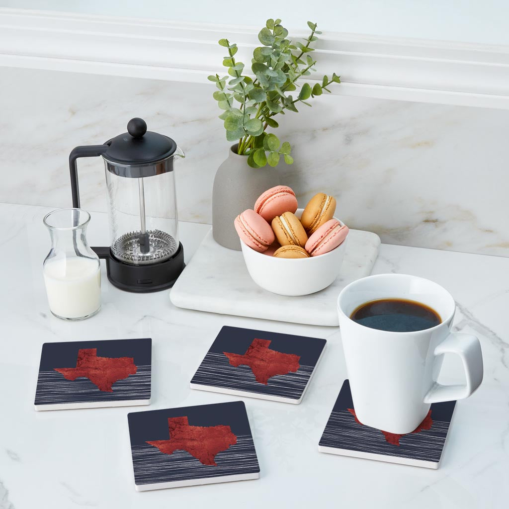 Modern Minimalist Texas Straight Line State Shape | Absorbent Coasters | Set of 4 | Min 2