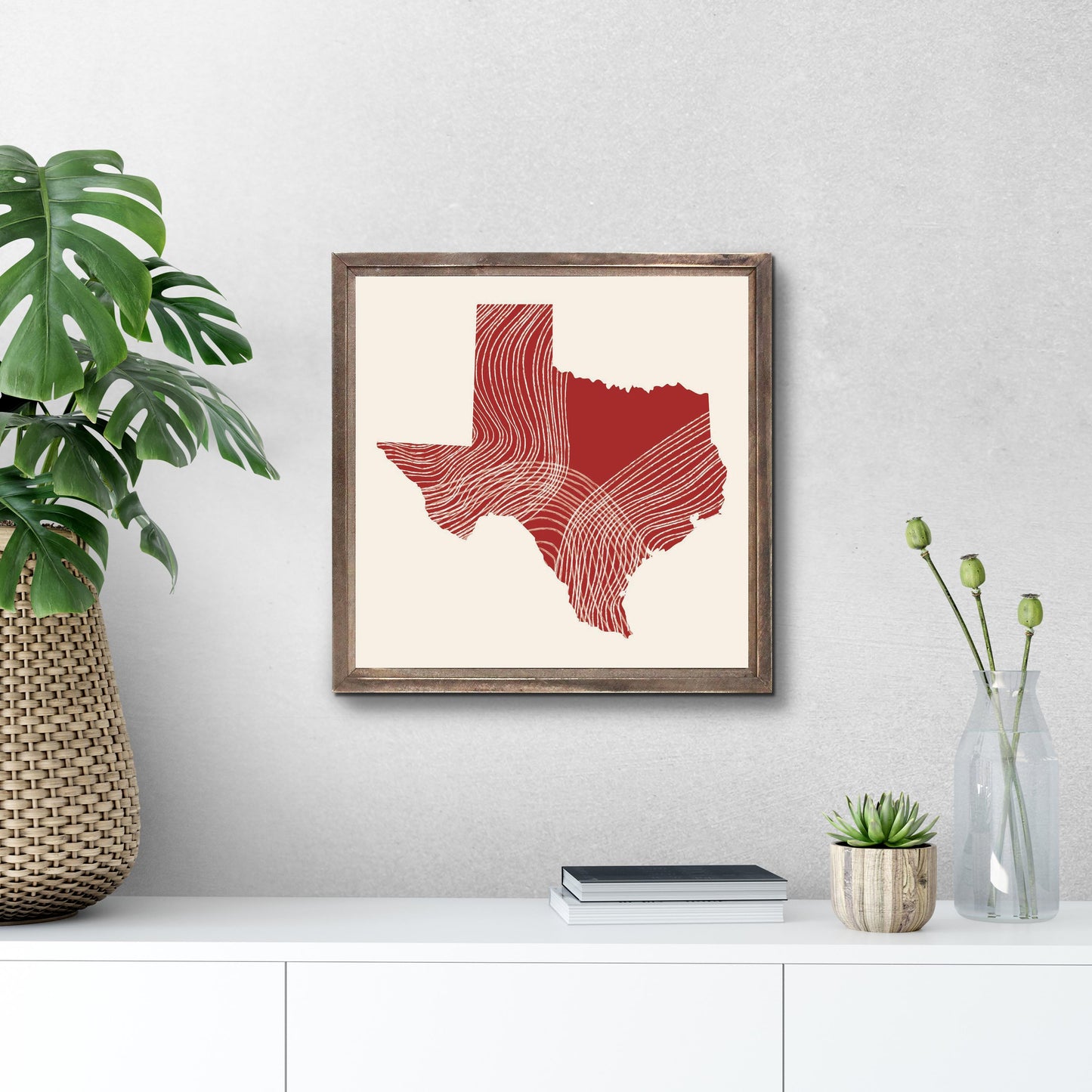 Modern Minimalist Texas Fluid Line State Shape | Wood Sign | Eaches | Min 1