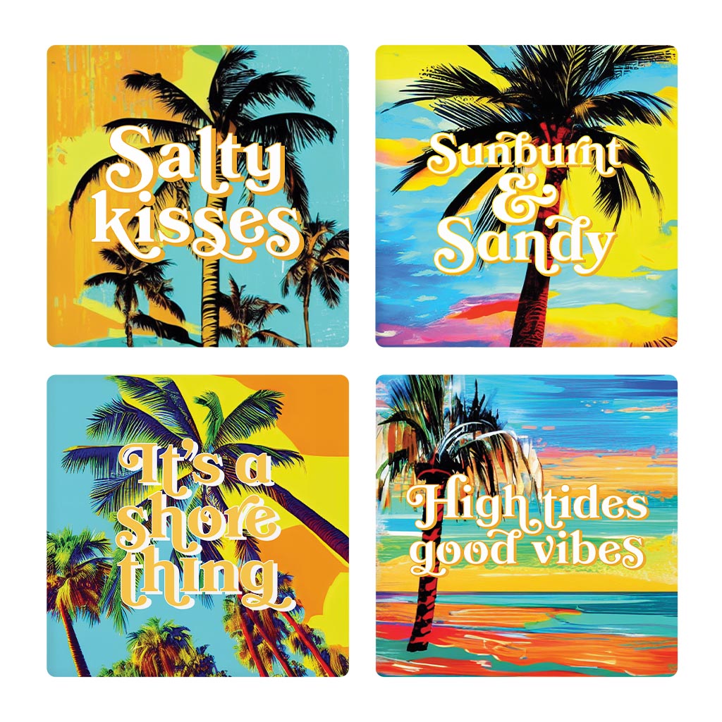 Bright Florida Palm Trees | Absorbent Coasters | Set of 4 | Min 2