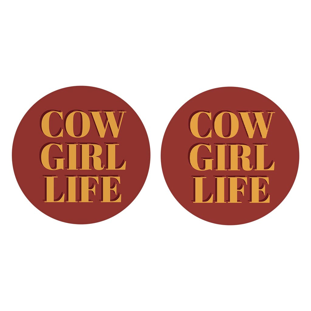 Modern Minimalist Oklahoma Cowgirl Life | Absorbent Car Coasters | Set of 2 | Min 4