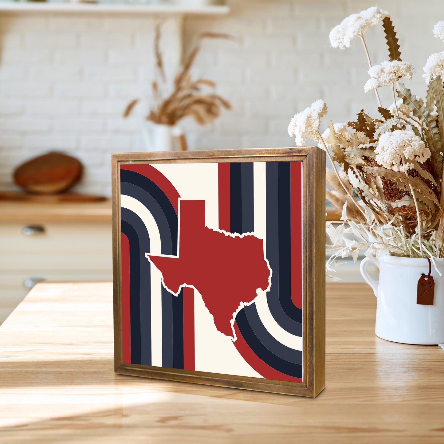 Modern Minimalist Texas Colors Retro Shape | Wood Sign | Eaches | Min 1