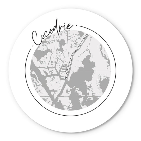 Minimalist B&W Louisiana Cocodrie Circle Map | Wood Sign | Eaches | Min 1