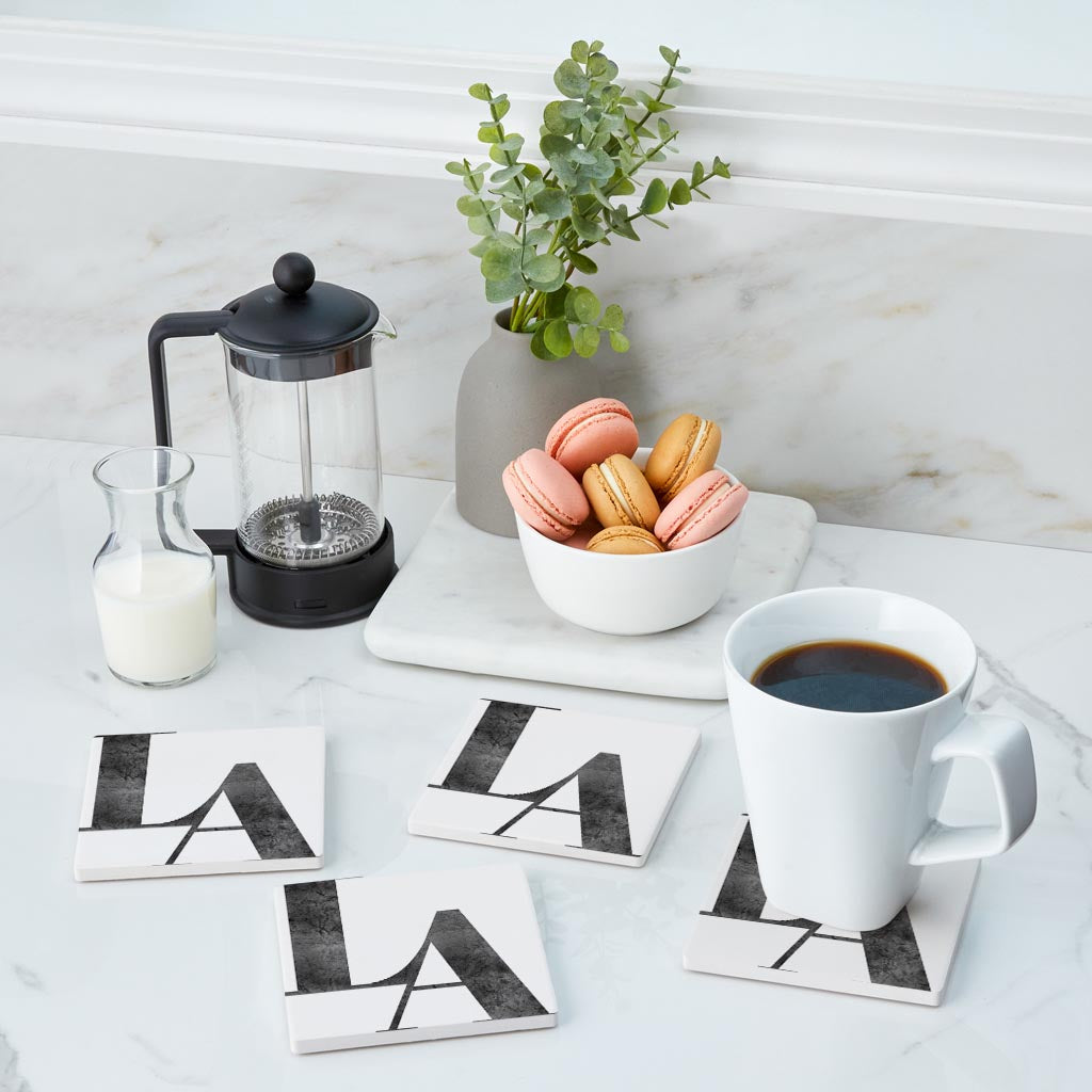 Modern White Louisiana Initials | Absorbent Coasters | Set of 4 | Min 2