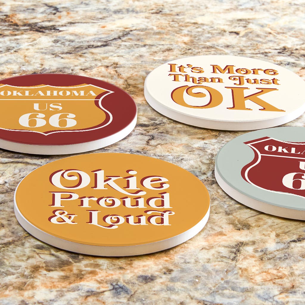 Modern Minimalist Oklahoma Set | Absorbent Coasters | Set of 4 | Min 2