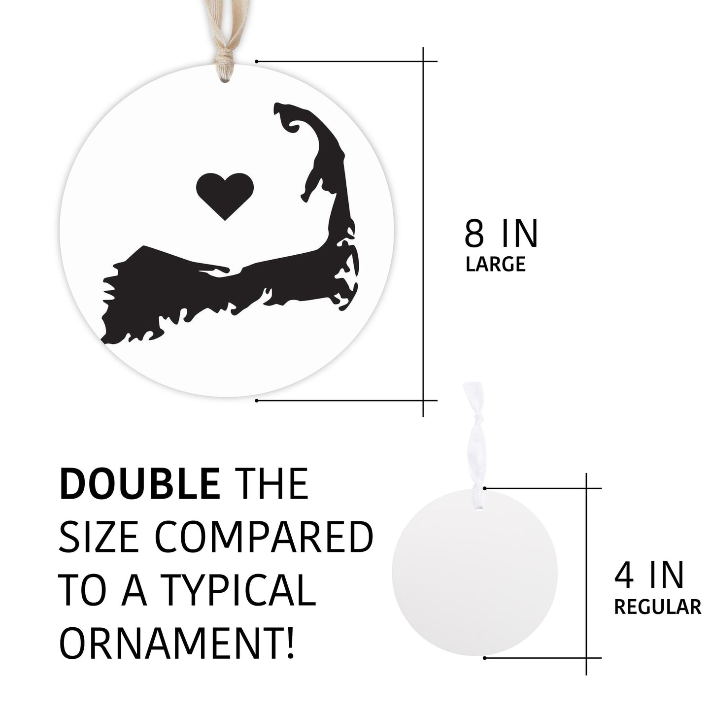 Minimalistic B&W Cape Cod With Heart | Wood Ornament | Eaches | Min 1