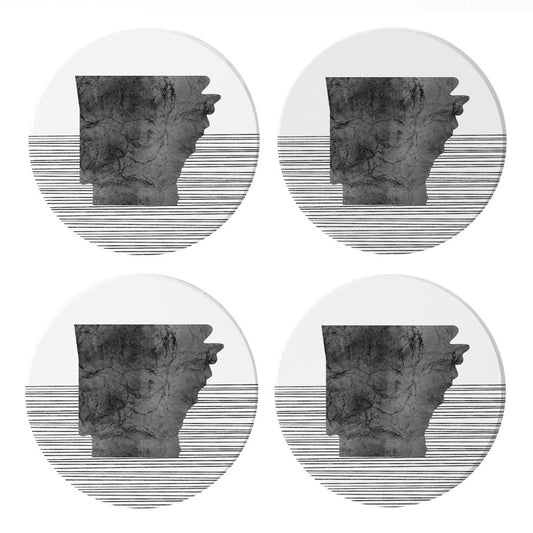 B&W Minimalist Arkansas Lines | Absorbent Coasters | Set of 4 | Min 2