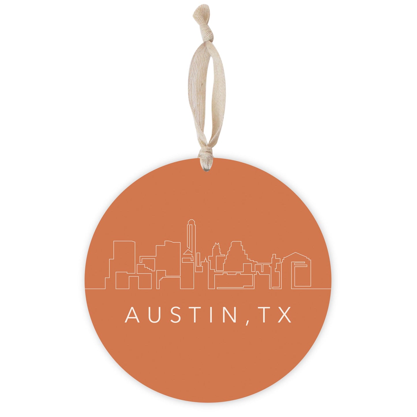 Modern Minimalist Texas Austin Skyline | Wood Ornament | Eaches | Min 1