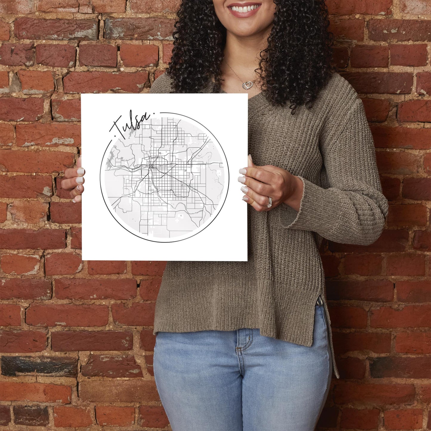 Modern Oklahoma Tulsa Circle Map | Hi-Def Glass Art | Eaches | Min 1